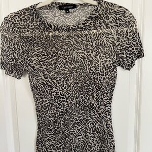 Karen Kane Black and White Animal Print Short Sleeve Top
